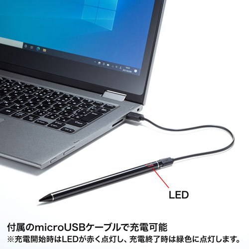 PDA-PEN46BK / 充電式極細タッチペン（ブラック）