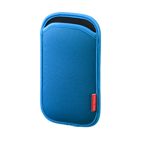 PDA-SPC9BL【マルチスマートフォンケース（5インチ用・ブルー）】傷や衝撃からスマートフォンをしっかり守る。ネオプレン素材のスマートフォンケース。5インチ用・ブルー。  | サンワサプライ株式会社