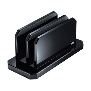 PDA-STN47BK / ノートパソコン用アクリルスタンド(2台収納・縦置きタイプ)