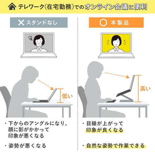 PDA-STN58S / ノートパソコン用アルミスタンド（角度・高さ調整タイプ）