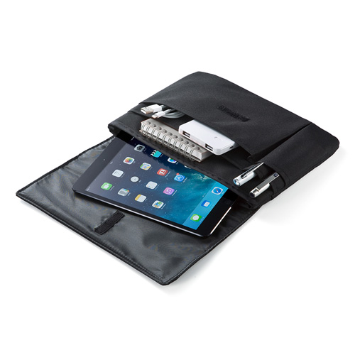 PDA-TABK7BK / タブレットケース（小物ポケット付き・7～8インチ・ブラック）