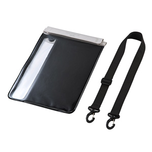 PDA-TABWPST10GY / タブレット防水防塵ケース(スタンド・ショルダーベルト付き・10.1インチ・グレー)