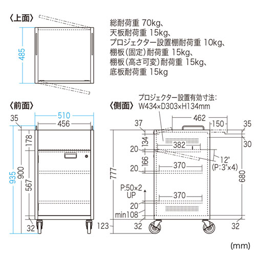 PR-7N / プロジェクター台（W510×D485mm）