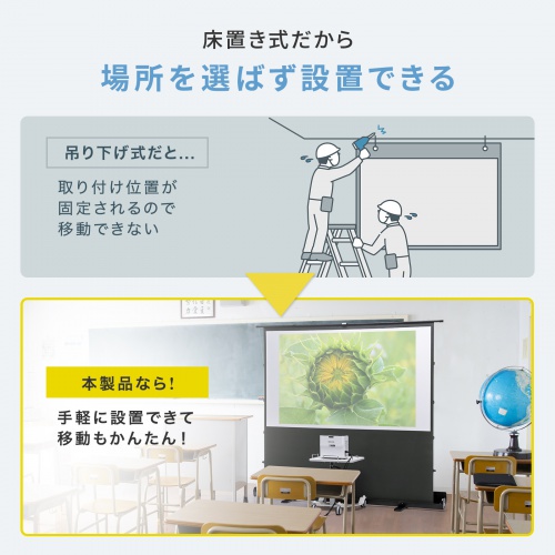PRS-YPT80HDT / プロジェクタースクリーン（床置き・パンタグラフ・超短焦点対応・80型・16:9）