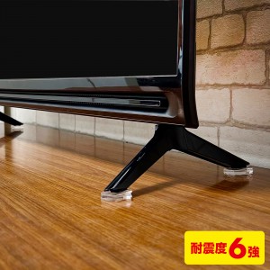 接地面の狭いテレビの台座にも対応、テレビ脚に貼り付けて強力粘着固定できる耐震ストッパーを発売