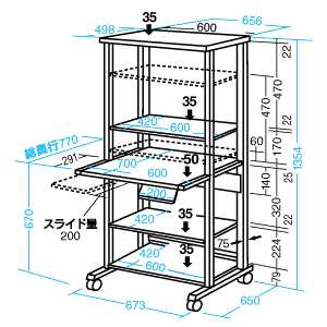 RAC-430 / WIN95ラック(W673×D770mm)