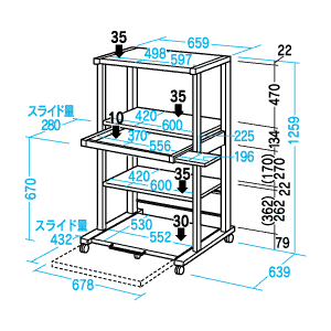 RAC-440 / WIN98ラック（W678×D639mm）