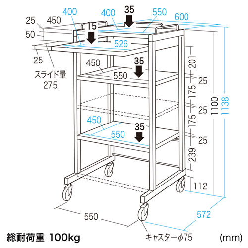 RAC-CR2 / ステンレスハイスタンドラック（受注生産・W600×D572mm）