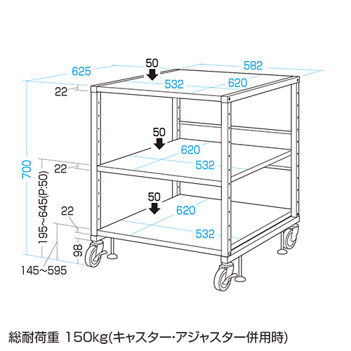 RAC-HL3 / 高耐荷重ラック（W582×D650×H700mm）