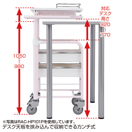 RAC-HP101W / カンチ式上下昇降電子カルテカート（ホワイト・W500×D567mm）