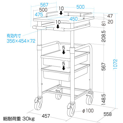 RAC-HP102P / カンチ式電子カルテカート（ピンク）