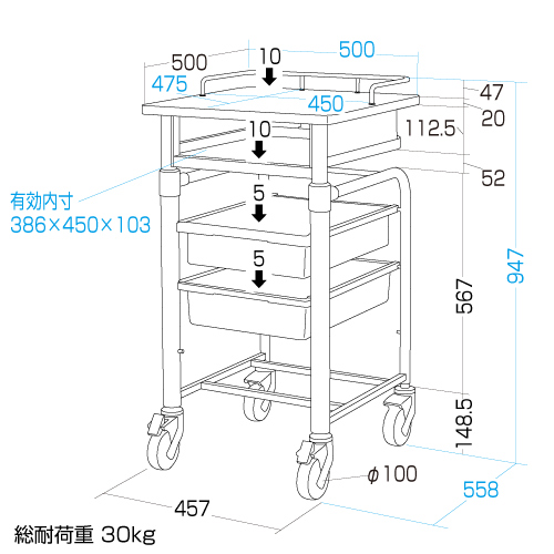 RAC-HP104P / 電子カルテカート（ピンク）