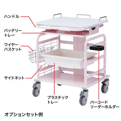 RAC-HP15SCP / スペース広々電子カルテカート（ホスピタルピンク・W590×D520mm）