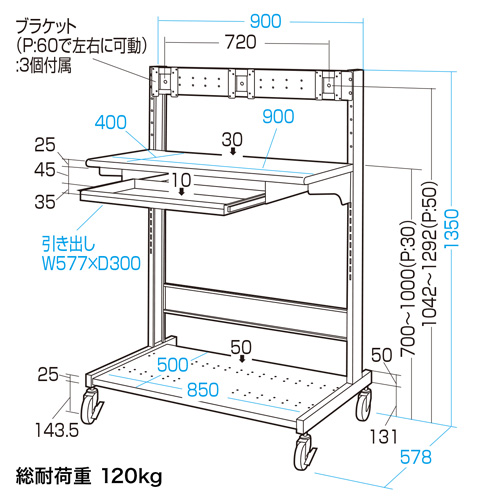 RAC-LC900 / 液晶モニタラック（W900×D578mm）