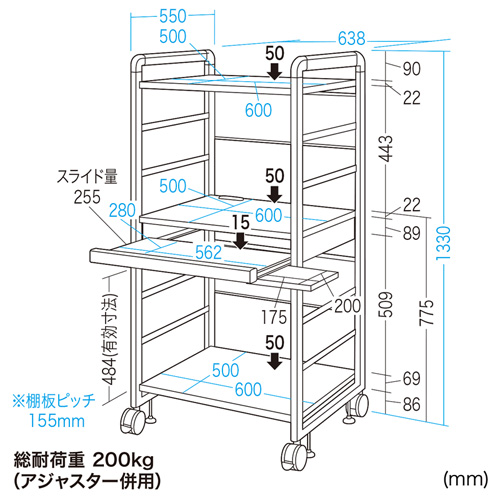 RAC-S600M / SOHOラック（W638×D550×H1330mm）