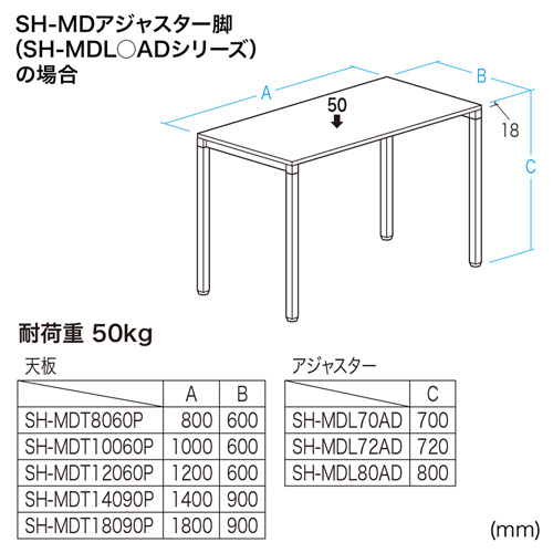 SH-MDL72AD / SH-MDアジャスター脚（H720mm）