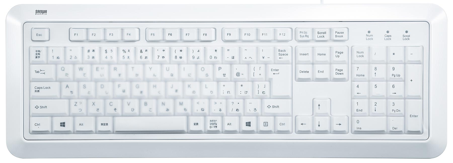 SKB-BS5W【防水防塵キーボード(ホワイト)】シリコンカバー一 SKB-BS5W【防水防塵キーボード(ホワイト)】シリコンカバー一