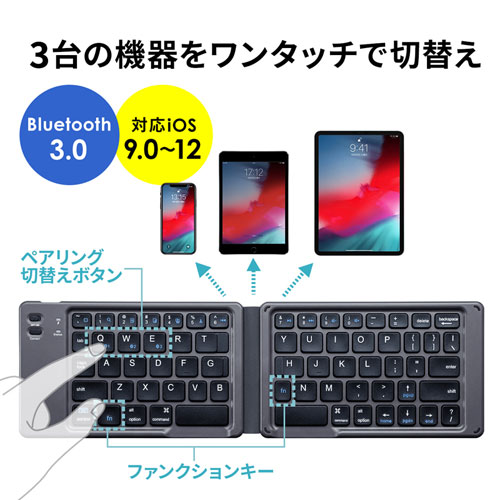 SKB-BT30BK / 折りたたみ式Bluetoothキーボード（iOS対応・ブラック）