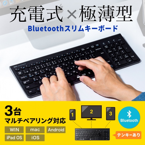 SKB-BT31BK / Bluetoothスリムキーボード（テンキー付き・ブラック）