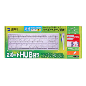 SKB-SL08UHW / USB2.0 HUB付スリムキーボード（ホワイト）