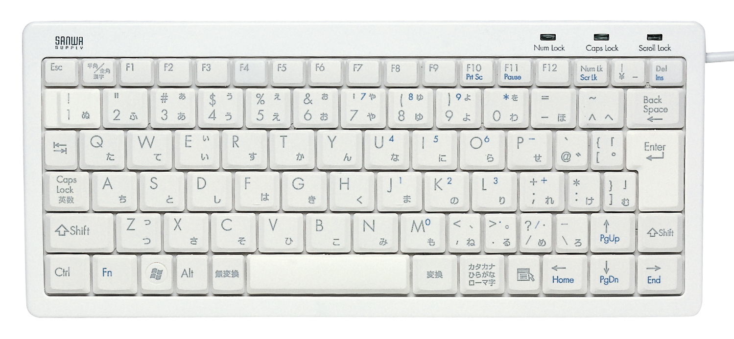 SKB-SL10W【USB＆PS/2スリムキーボード（ホワイト）】超ミニ