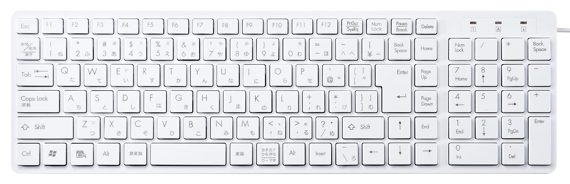 SKB-SL26W【USBスリムキーボード（ホワイト）】誤入力を減らすアイソ