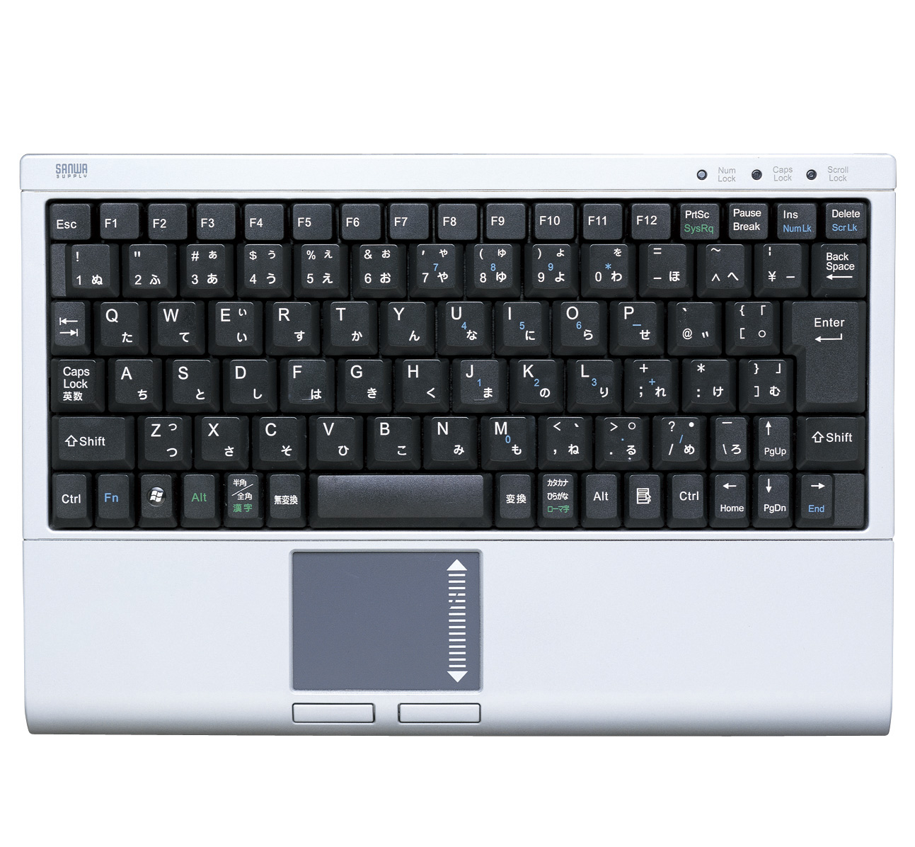 SKB-TP01SV【タッチパッド付キーボード（シルバー）】狭いスペースでの