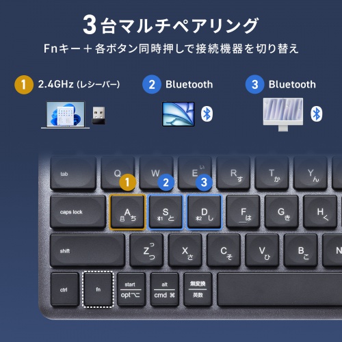 SKB-WBT43BK / Bluetooth+2.4Gコンボキーボード コンパクトモデル