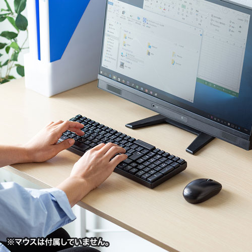 SKB-WL34BK【ワイヤレスキーボード（ブラック）】コンパクトでありながら109キー搭載のワイヤレスフルキーボード。ブラック。｜サンワサプライ 株式会社