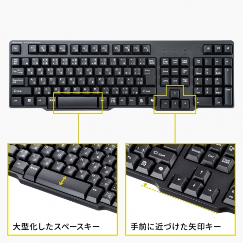 SKB-WL40CSETBK / 静音マウス付き2.4GHzワイヤレスキーボード（Type-C接続）