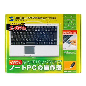 SKB-WLTP01SV / 2.4Gワイヤレスタッチパッド付キーボード（シルバー）