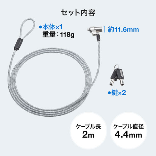 SLE-35S-1 / NobleWedgeスロット対応セキュリティワイヤー（eセキュリティ・鍵No.1）