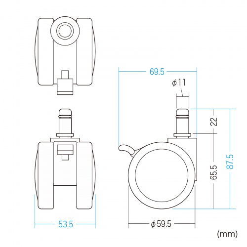 SNC-CAST12 / ストッパー付き大型ウレタンキャスター(5個入り)