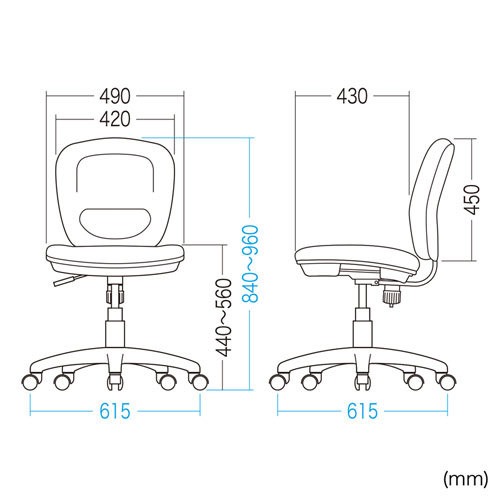 SNC-T146KBK / ミドルバックOAチェア（ブラック）