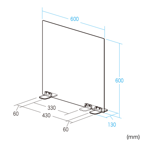 SPT-DP102C / 飛沫感染防止用卓上パーティション（透明アクリル・幅600mm）