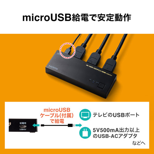 SW-HDR21L / 4K・HDR・HDCP2.2対応HDMI切替器（2入力・1出力）