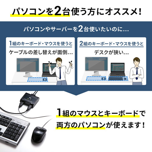 SW-KM2UU / キーボード・マウス用パソコン切替器（2:1）