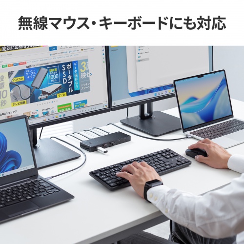 SW-KVM22HCCDK / デュアルディスプレイ対応パソコン切替器(Type-C接続・手元スイッチ付き・2:1)
