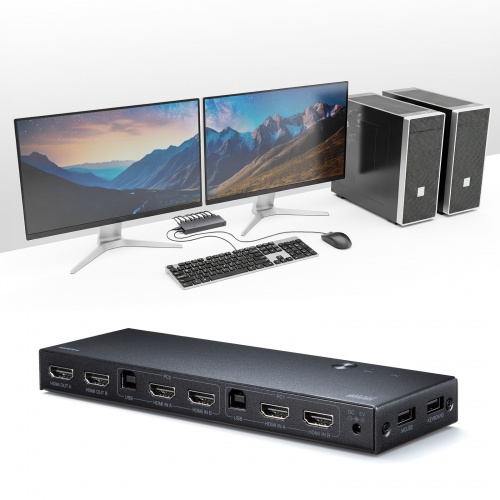 SW-KVM22HUUS / デュアルディスプレイ・4K対応HDMIパソコン切替器(エミュレーション非搭載・2:1)