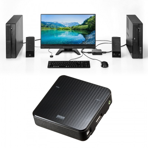 SW-KVM2WDPU / DisplayPort対応手元スイッチ付きパソコン自動切替器(2:1)