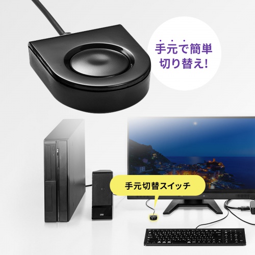 SW-KVM2WDPU【DisplayPort対応手元スイッチ付きパソコン自動切替 SW-KVM2WDPU【DisplayPort対応手元スイッチ付きパソコン自動切替