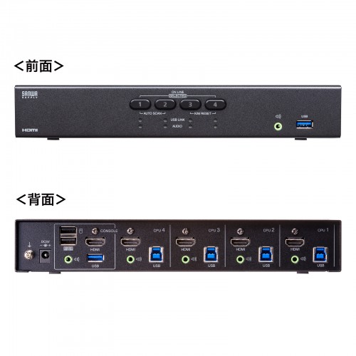 SW-KVM4U3HD / 4K対応HDMIパソコン自動切替器（4:1）