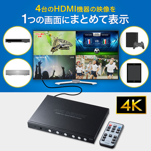 SW-UHD41MTV / 4入力1出力HDMI画面分割切替器(4K対応）