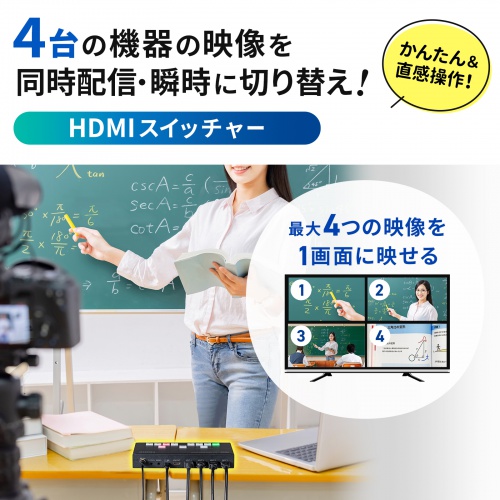 SW-UHD41UVC / 4入力1出力HDMIスイッチャー（4K対応/画面分割/キャプチャ機能付き）