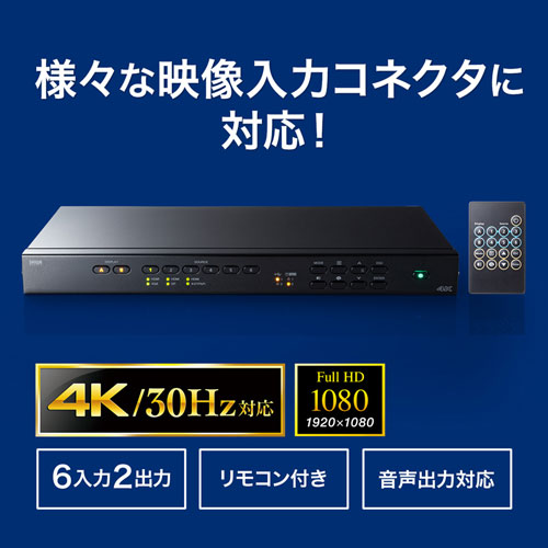 SW-UHD62MLT / マルチ入力対応6入力2出力HDMIマトリックス切替器