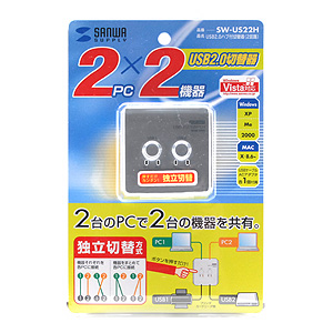 SW-US22H / USB2.0ハブ付手動切替器