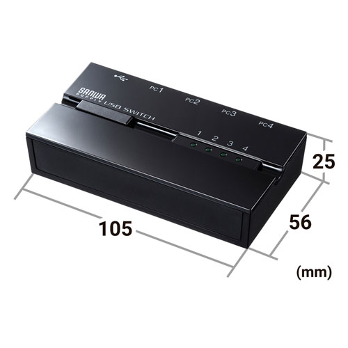 SW-US24MG / 磁石付きUSB2.0手動切替器（4回路）