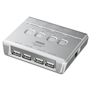 SW-US44HN / USB2.0ハブ付き手動切替器(4回路)