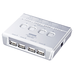 SW-US44H / USB2.0ハブ付手動切替器(4回路)