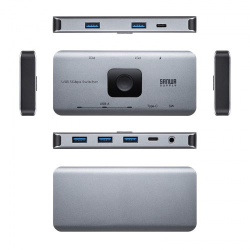 SW-USS24 / USB 5Gbps切替器(2入力・4出力・手元スイッチ付き)